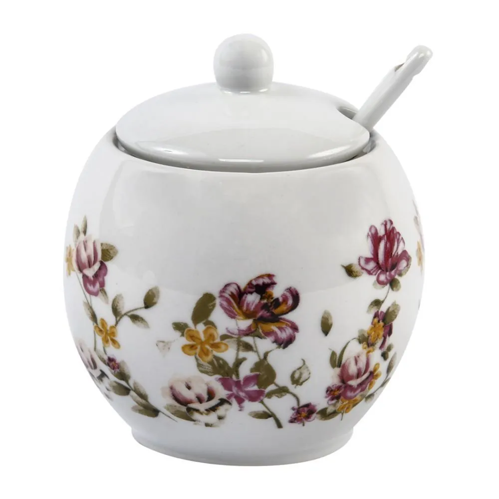 Açucareiro com Colher de Porcelana Le Jardin Hauskraft - 350ml