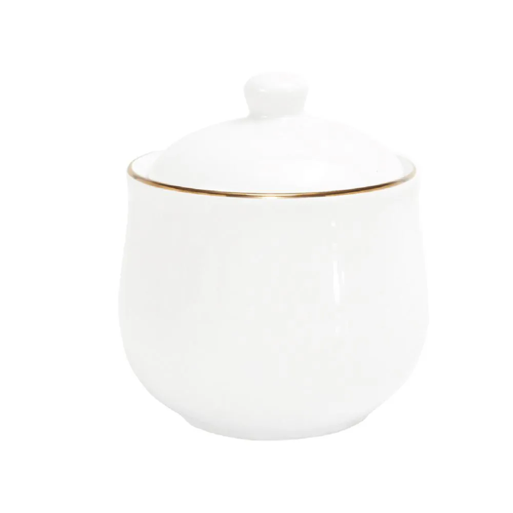 Acucareiro de Porcelana Royal Branco com Borda Dourada 300Ml - Royal Filete