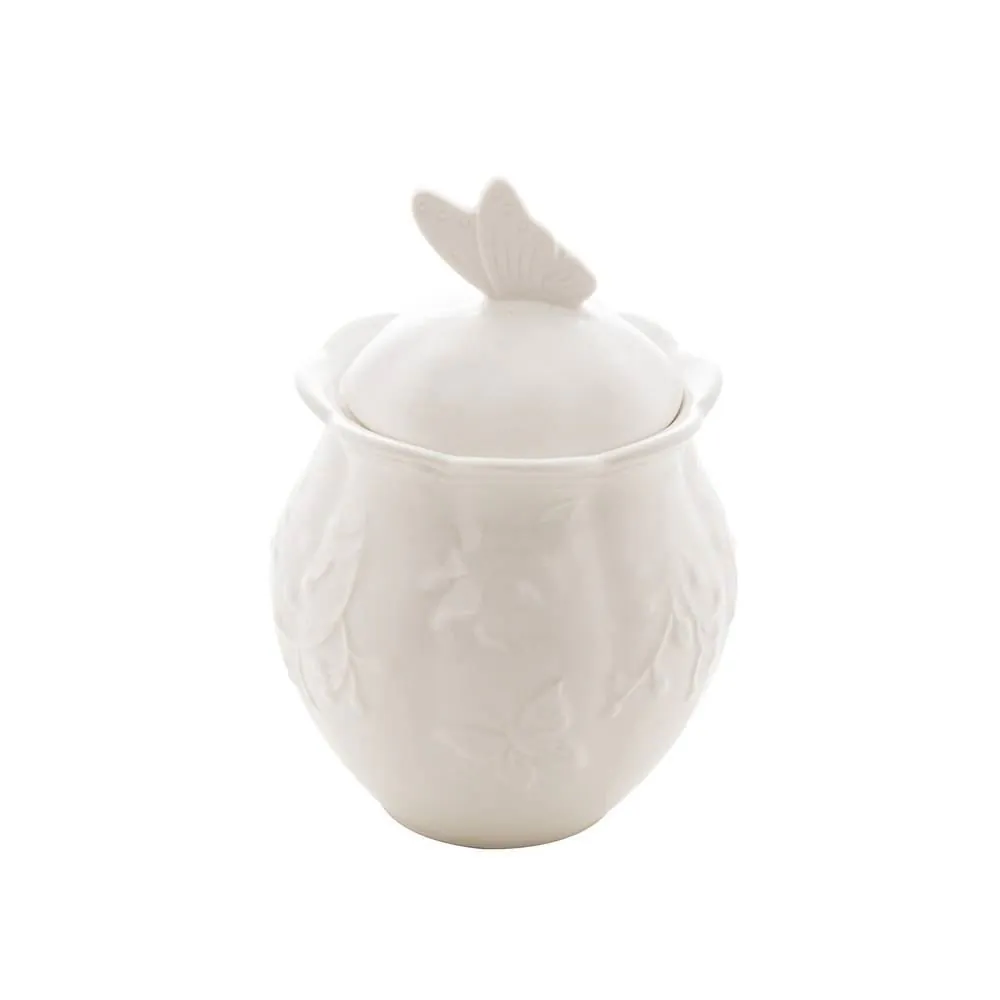 Açucareiro Lyor de Porcelana Butterfly 9,5 X 13Cm - Branco