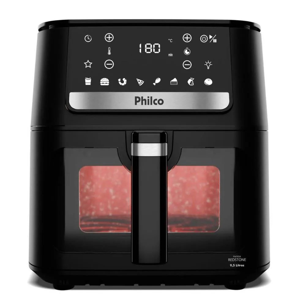 Fritadeira Air Fryer Philco 9,5 Litros Visor Glass e Redstone 1800W PAF95A