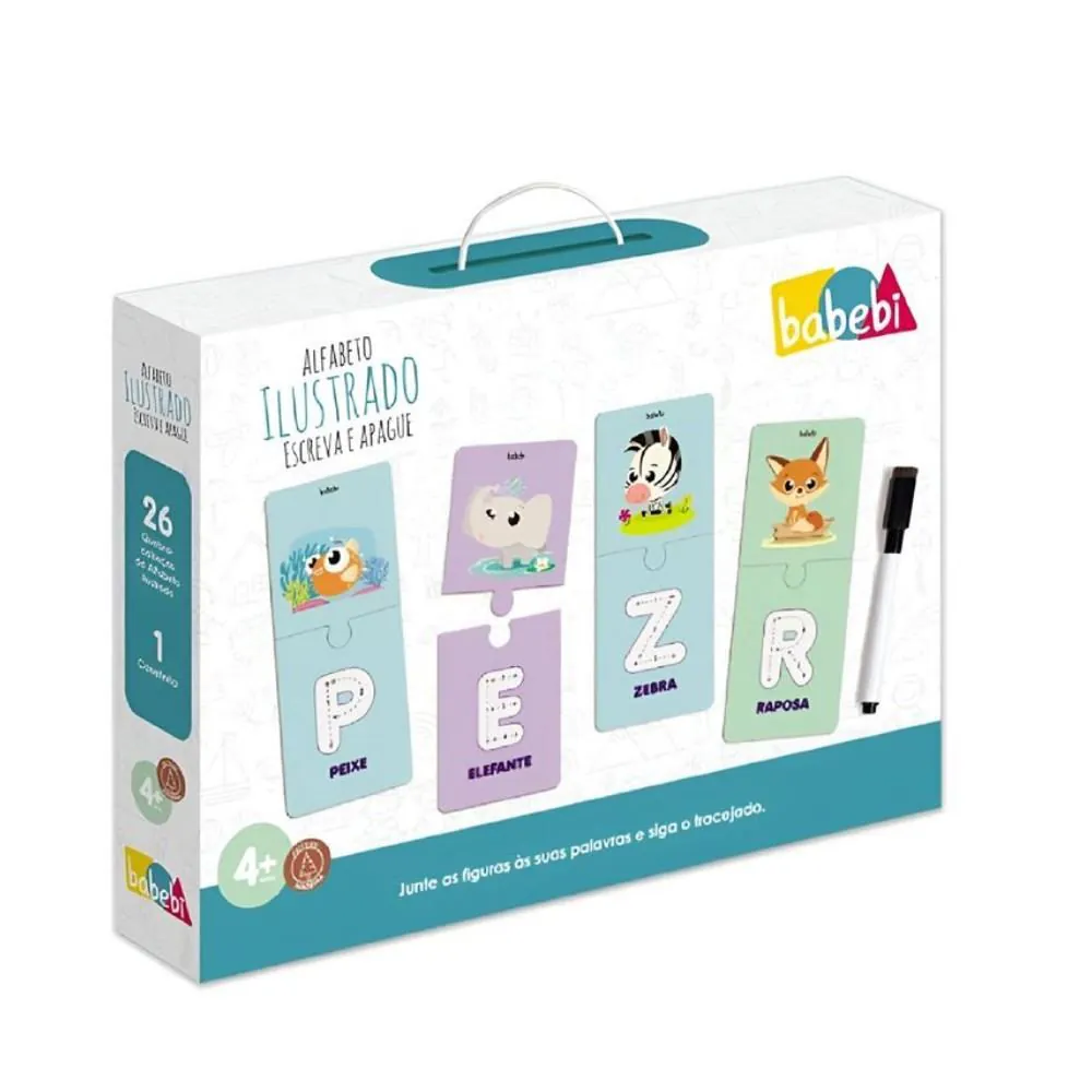 Alfabeto Ilustrado Escreva e Apague - Brinquedos Babebi