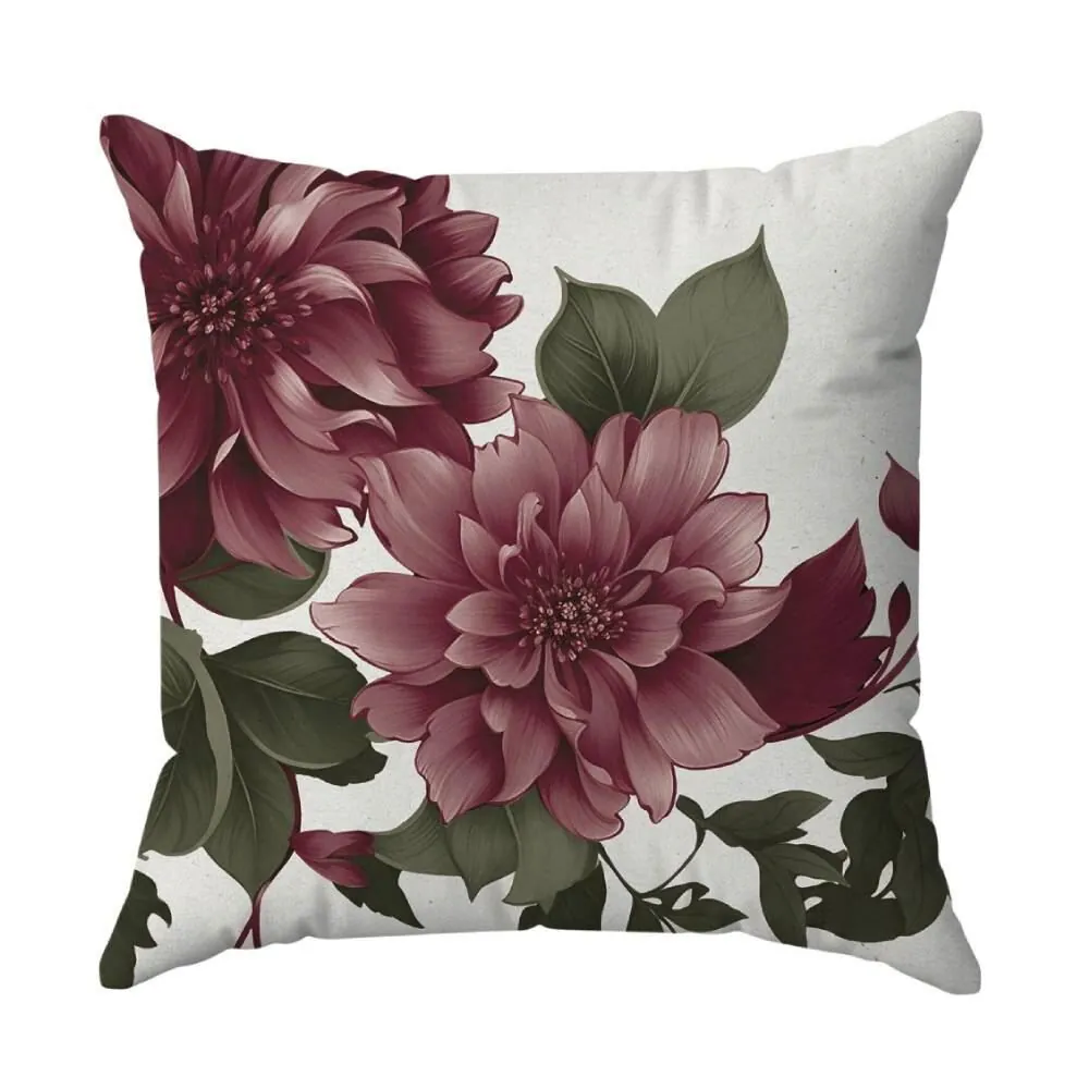 Almofada Decorativa 45X45cm - Flores Vinho