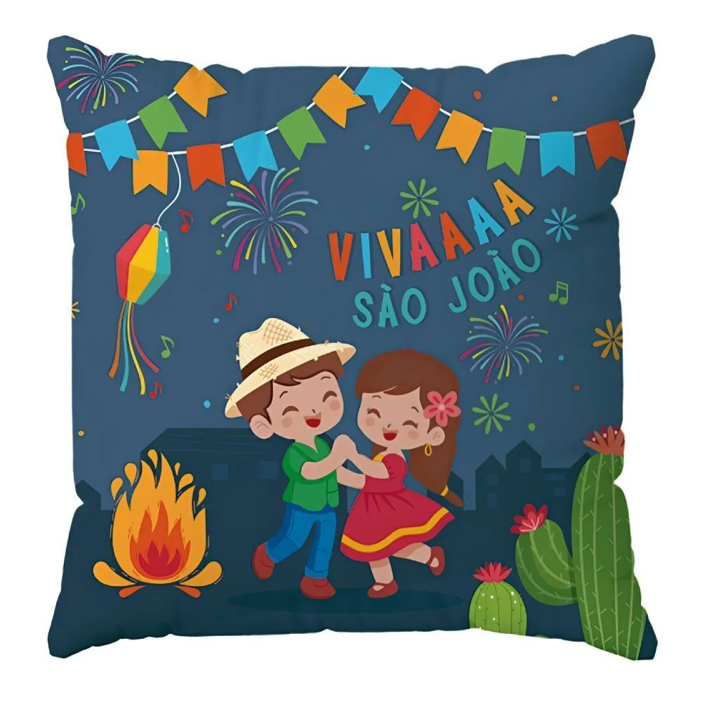 Almofada Decorativa Festa Junina 45X45cm São João - Viva Azul