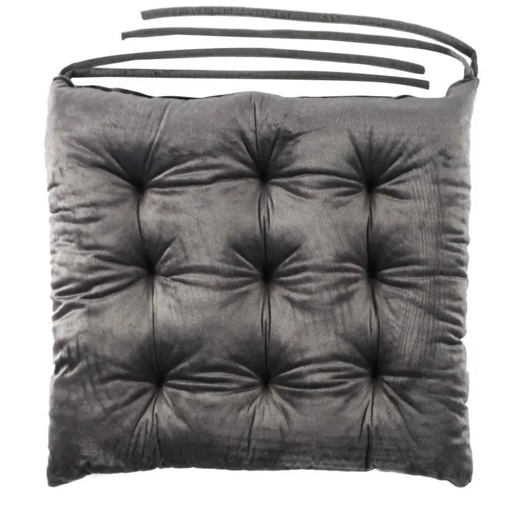 Assento Futton 42X42 cm Veludo Italiano - Ardósia Cinza