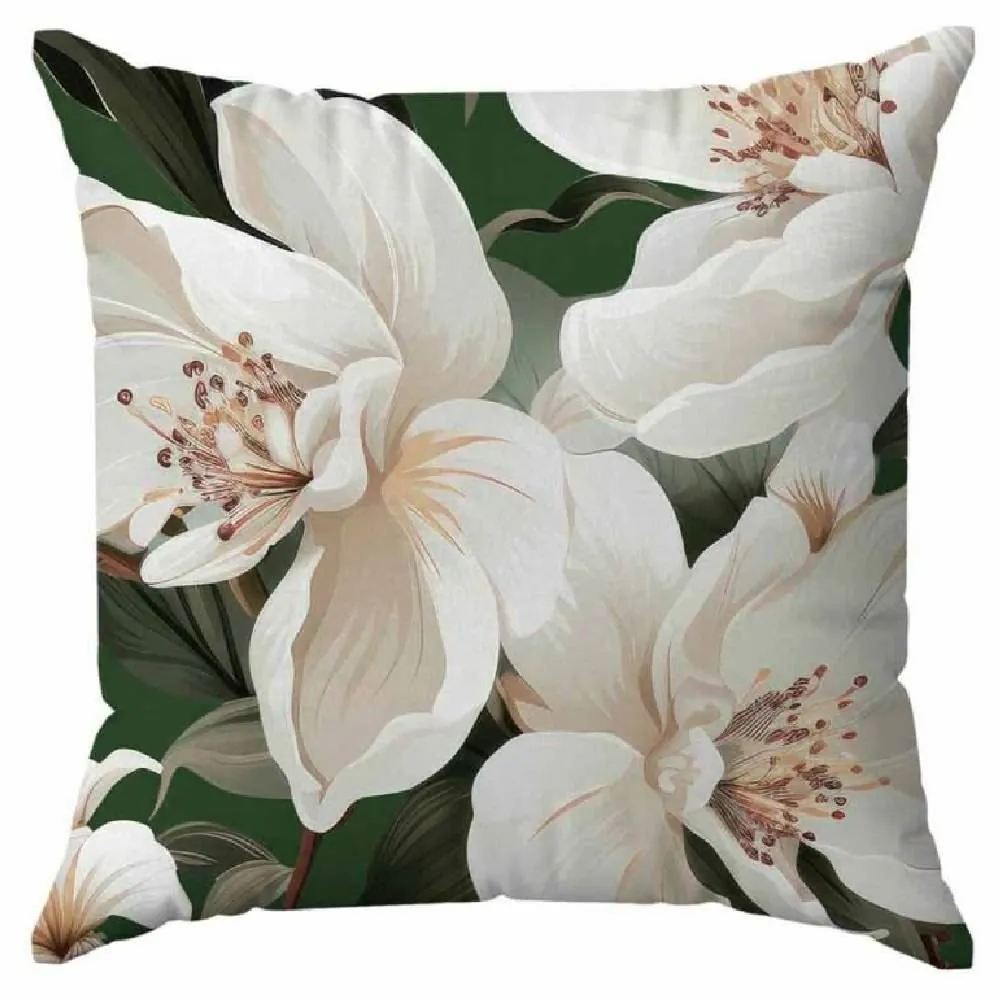 Almofada Veludo 48X48 Cm Estampada - Floral Verde