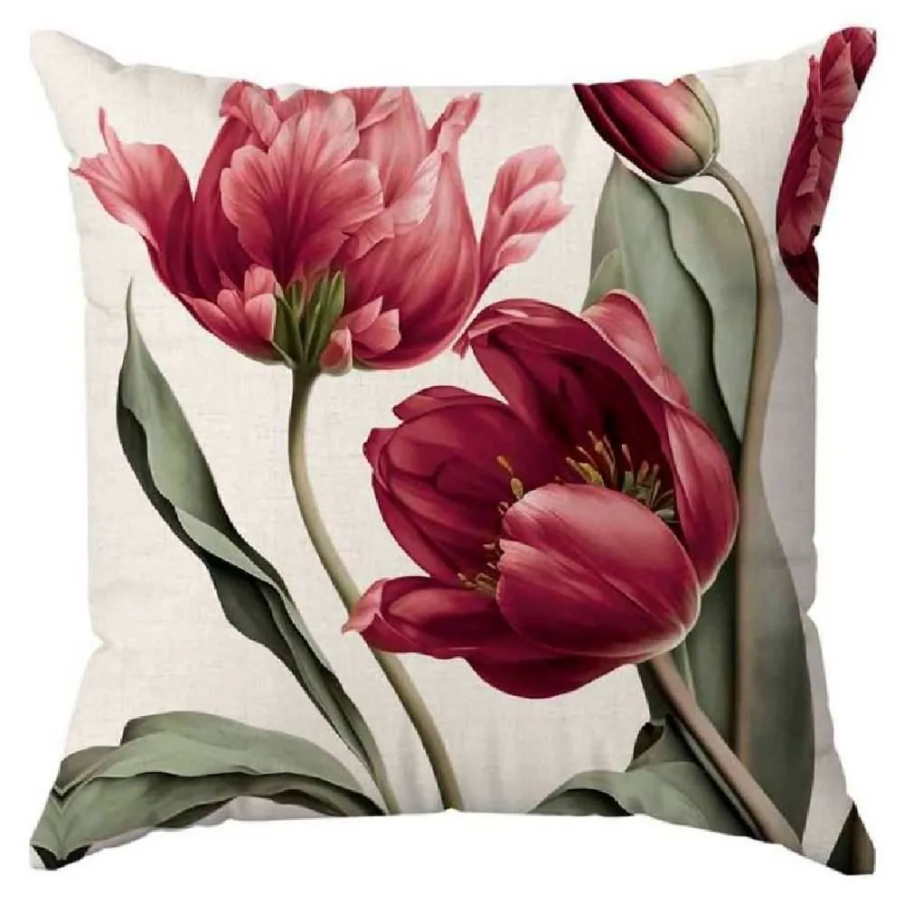 Almofada Veludo 48X48 Cm Estampada - Tulipa Marsala