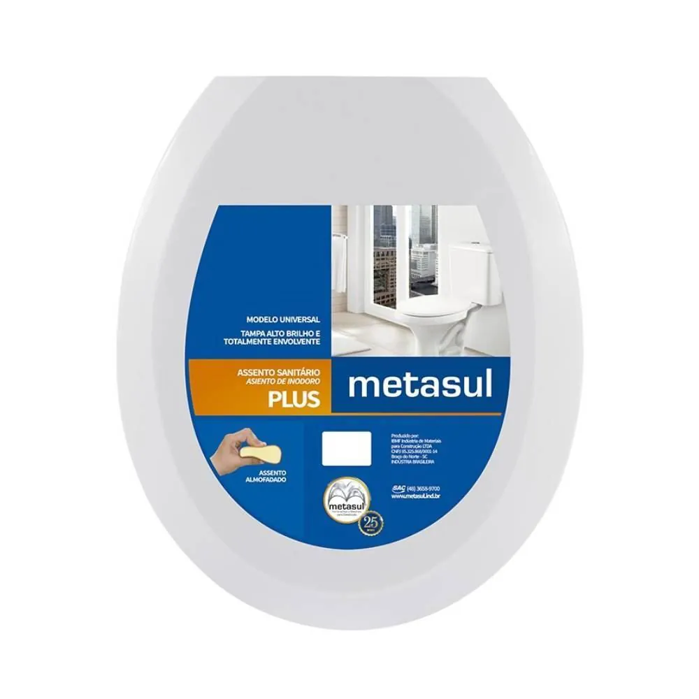 Assento Sanitário Almofadado Plus Metasul - Branco