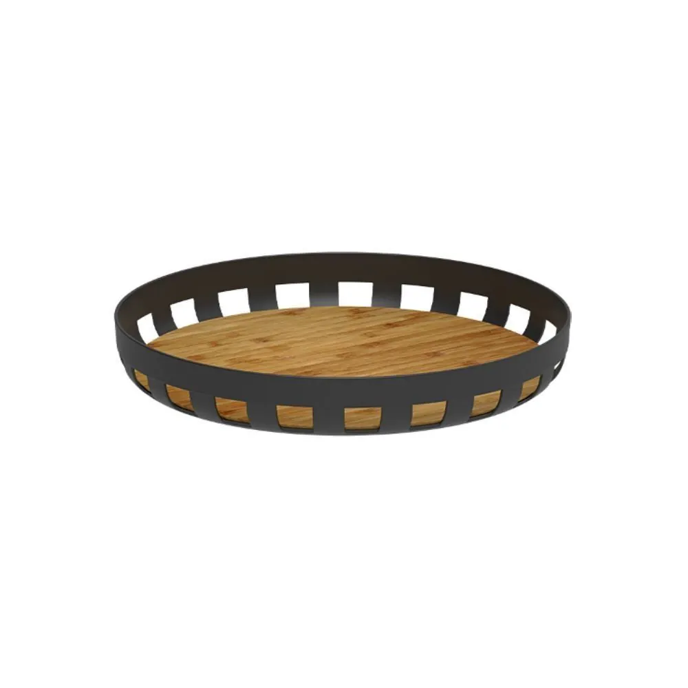 Bandeja de Servir Redonda Lume 35Cm Ou - Preto Fechado