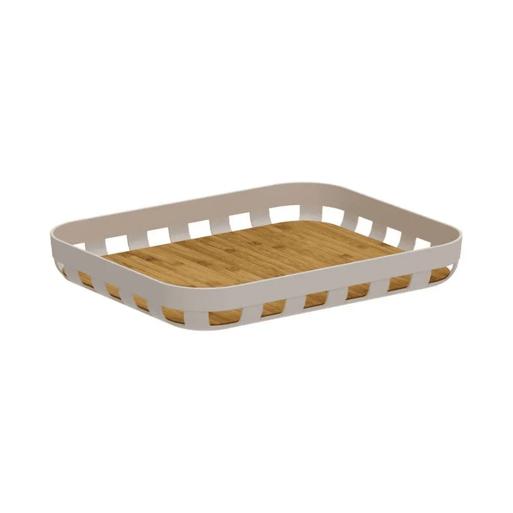 Bandeja de Servir Retangular Lume 35,5Cm Ou - Bege