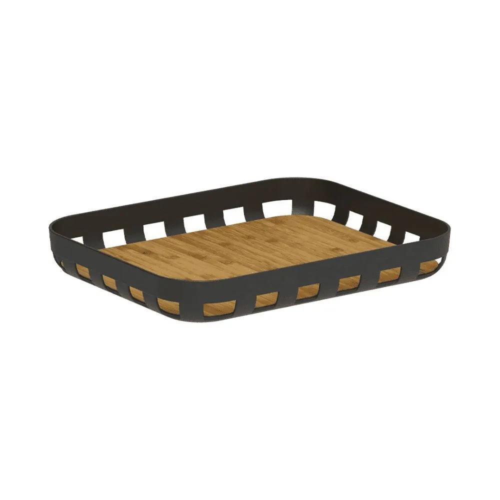 Bandeja de Servir Retangular Lume 35,5Cm Ou - Preto