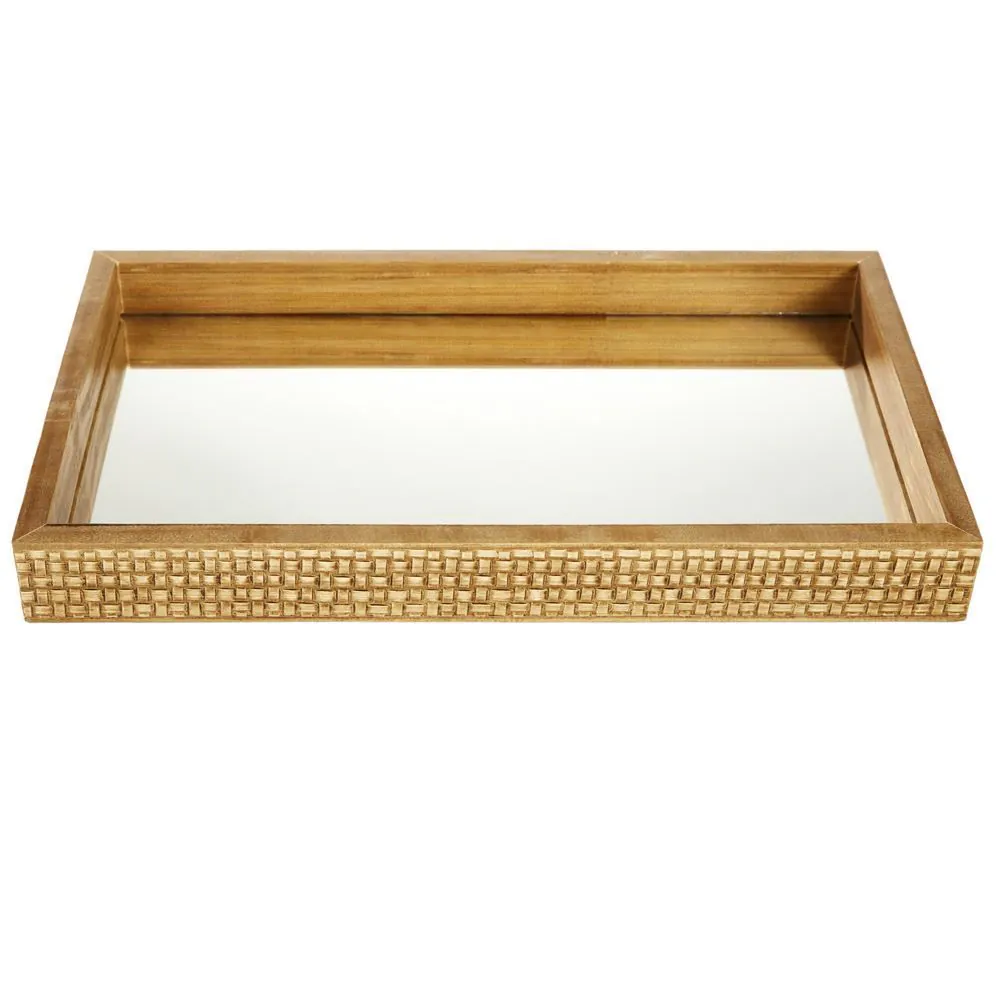 Bandeja Decorativa Bw Quadros Espelhado 35X20cm - Madeira Escura