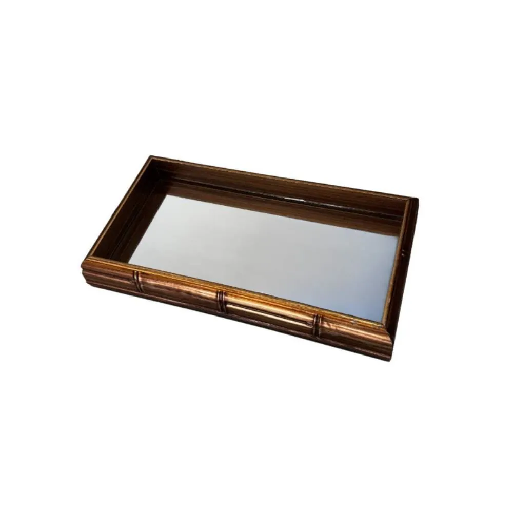 Bandeja Decorativa Espelhada com Pé Bw Quadros 31Cm - Dourado