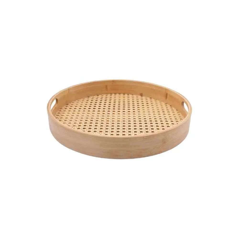 Bandeja Rendonda de Bambu 35Cm - Natural