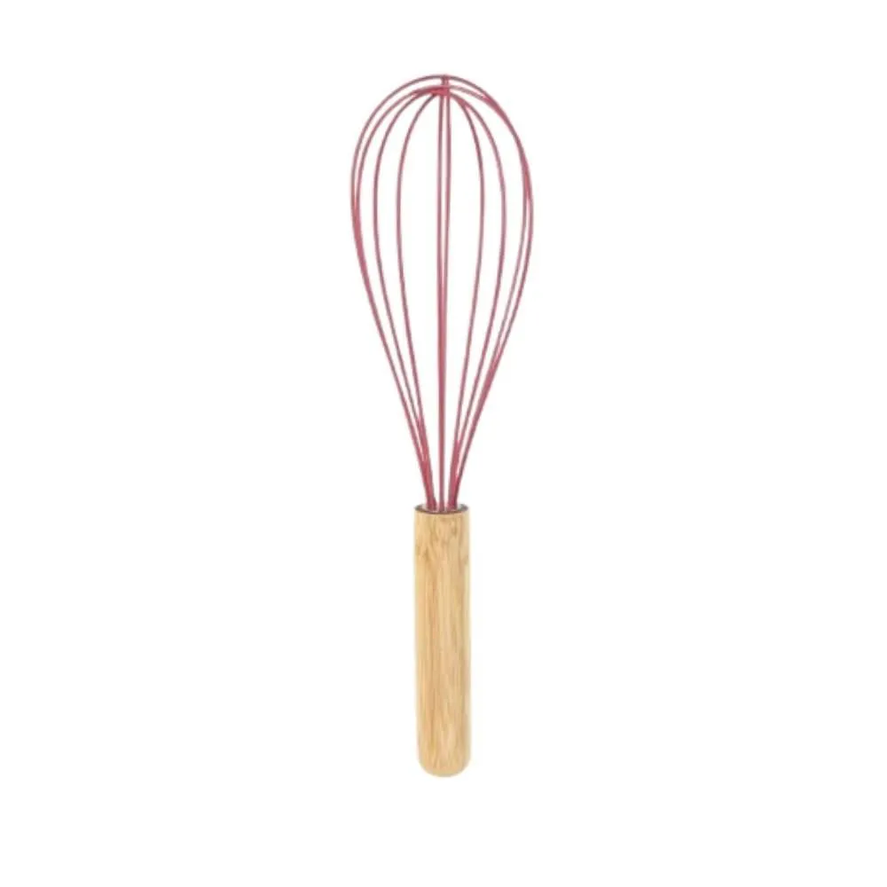 Batedor Fouet de Silicone com Cabo de Bambu - Goiaba