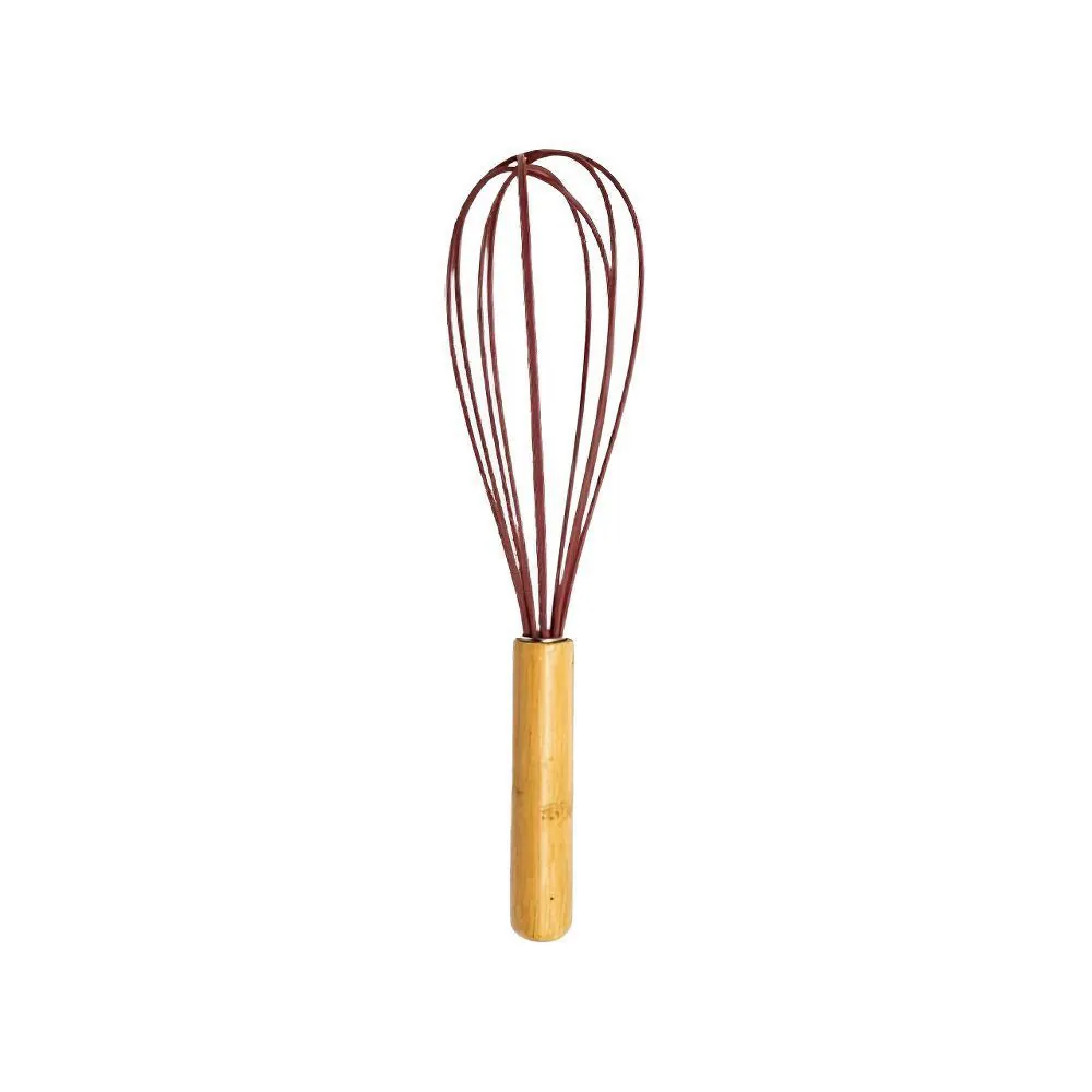 Batedor Fouet de Silicone com Cabo de Bambu - Terracota