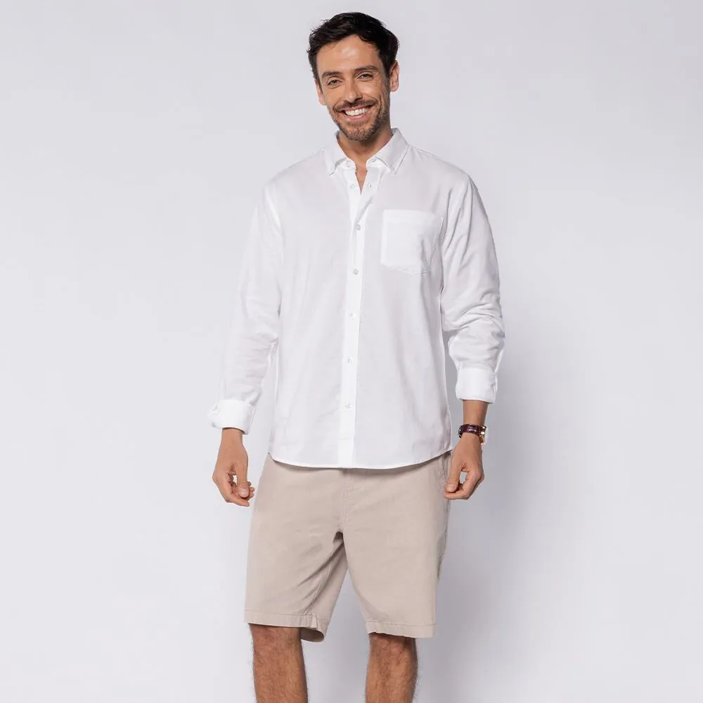 Bermuda Alfaiataria Masculina Oxford Thing Bege