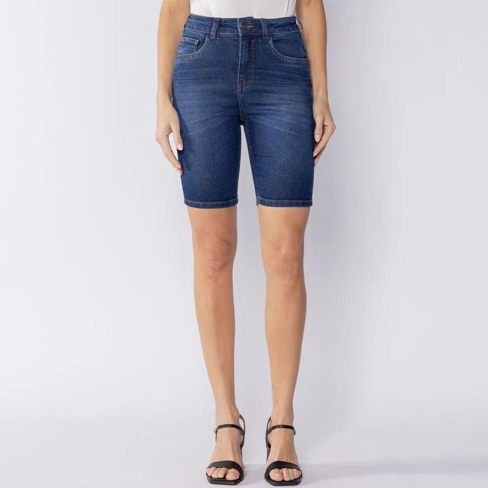 Bermuda Feminina Jeans Ciclista Patricia Foster Amaciada
