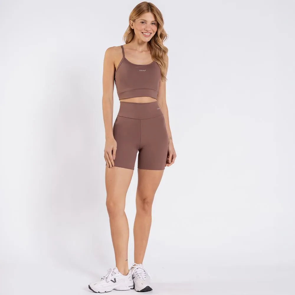 Bermuda Fitness Feminina Scream Marrom Cacau