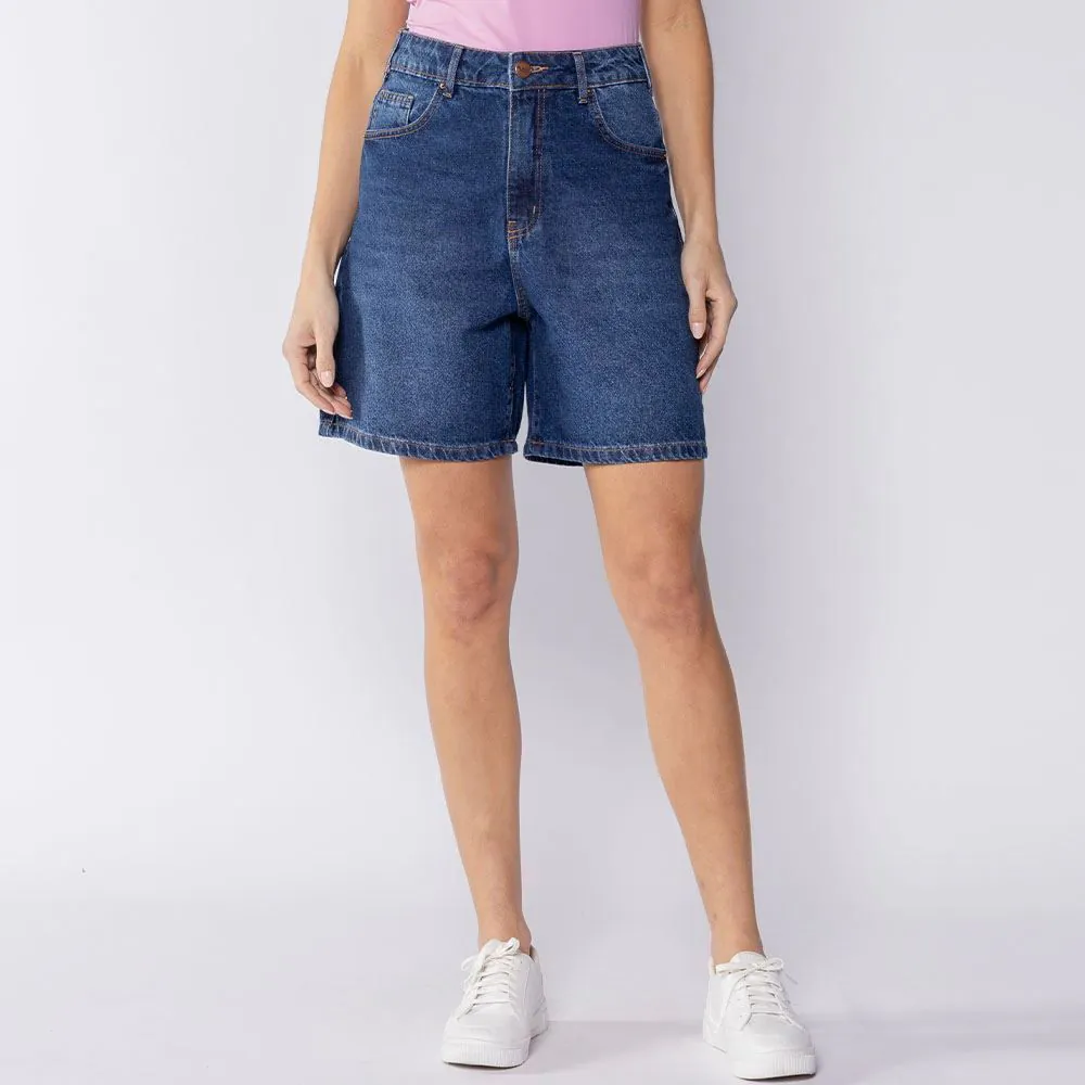 Bermuda Feminina Jeans Patricia Foster Azul Escuro