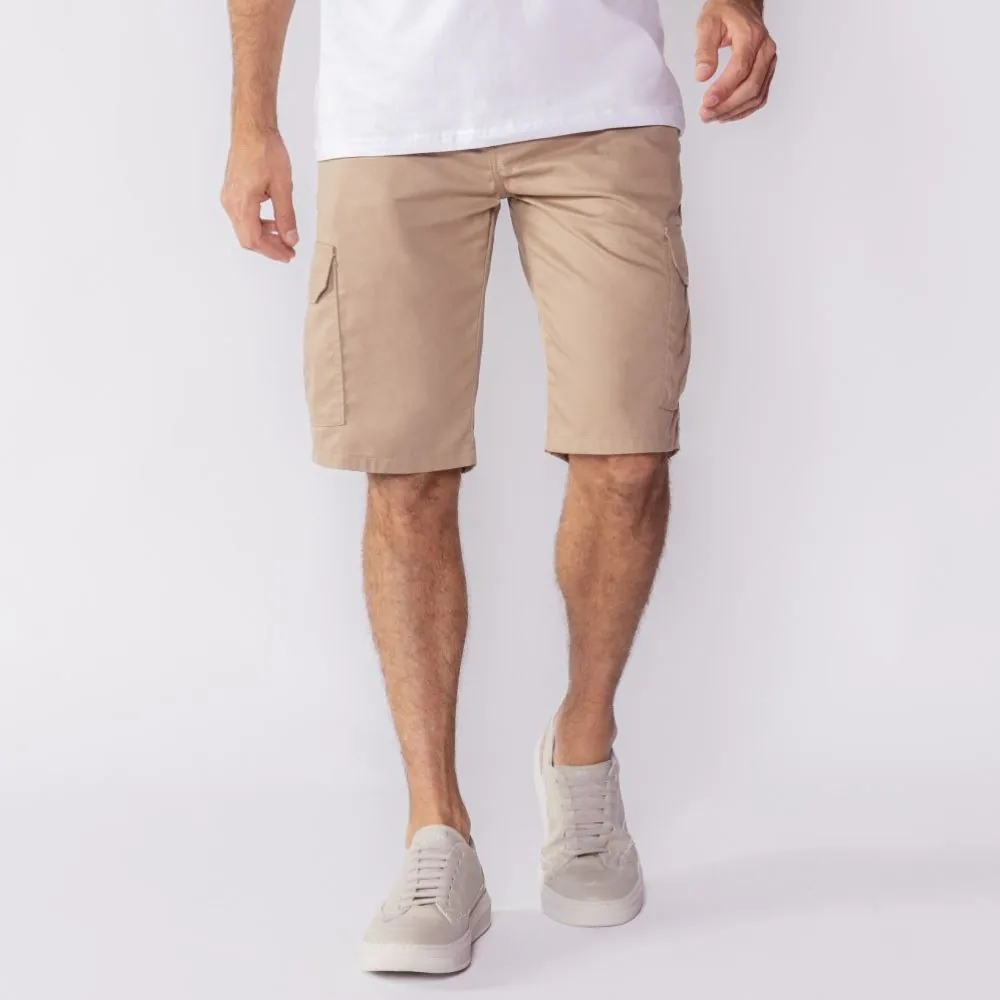 Bermuda Masculina de Sarja Bolso Cargo Marc Alain Macchiato
