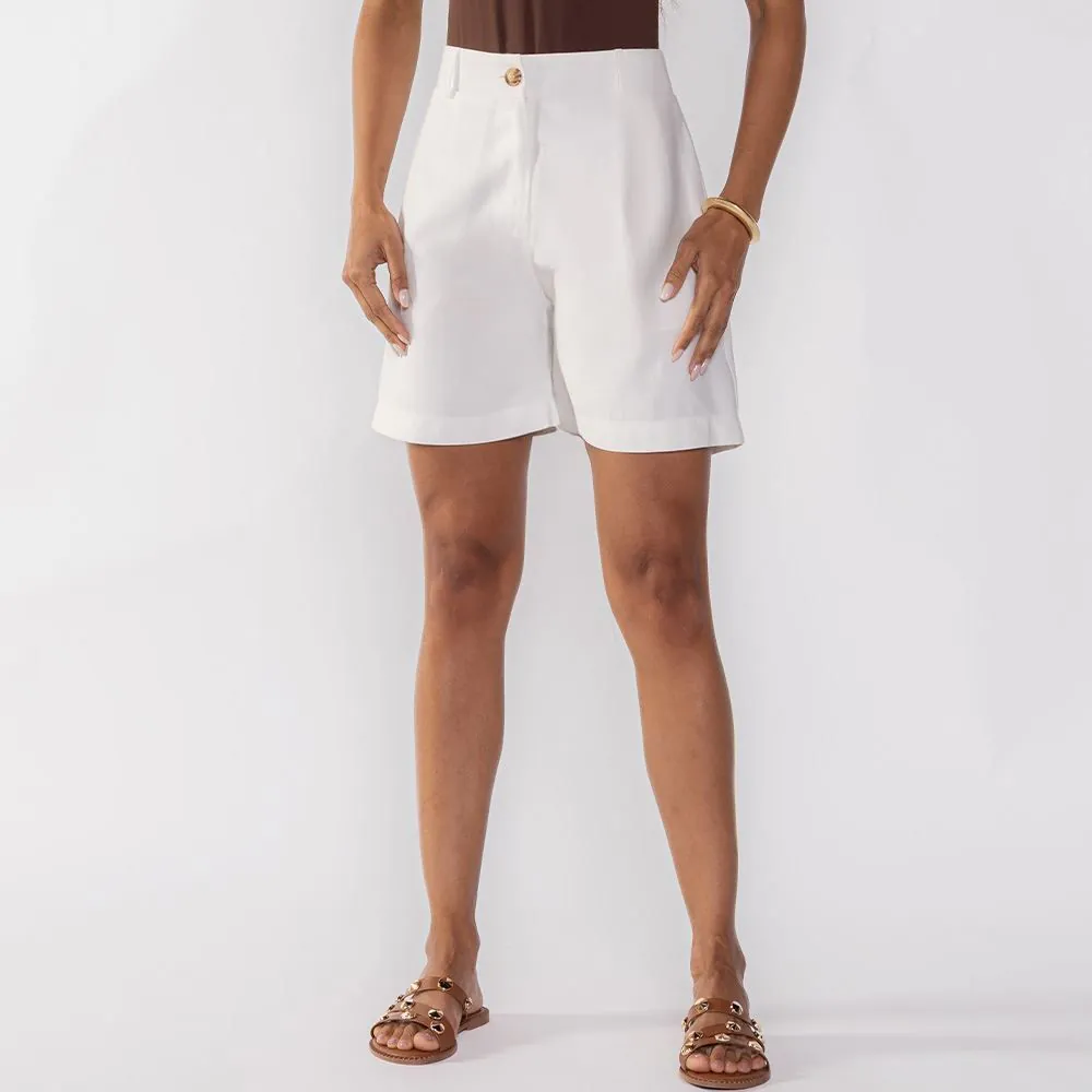 Bermuda Feminina de Alfaiataria Patricia Foster Off White