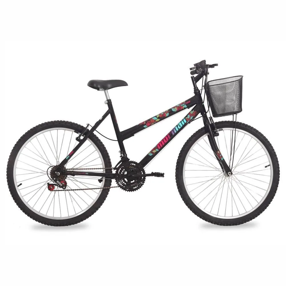 Bicicleta Aro 26 Safira com Cesta Mormaii - Preta