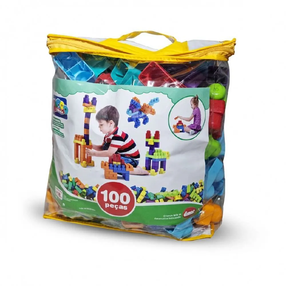 Blocos de Construção Infantil 100 Peças Dismat - MK444