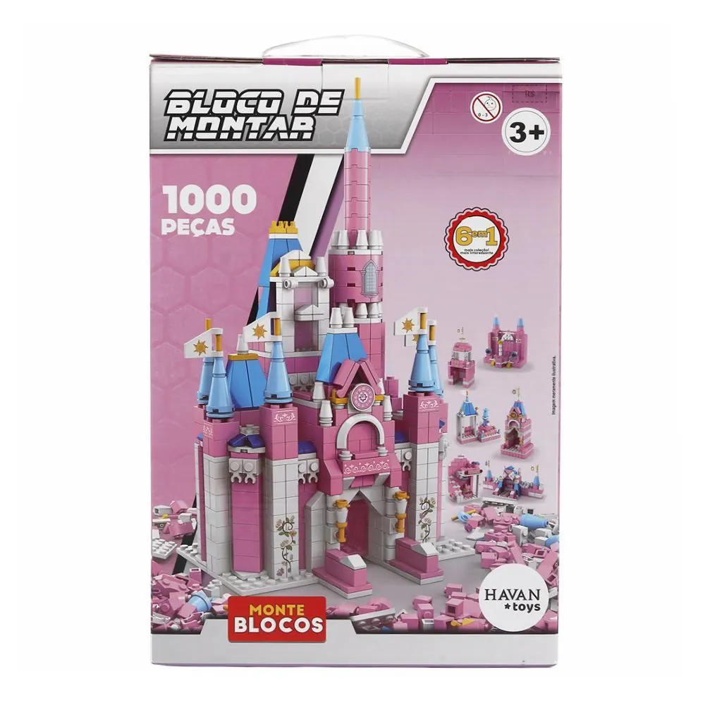 Blocos de Montar 6 em 1 Castelo 1000 Peças Toys - HBR0987