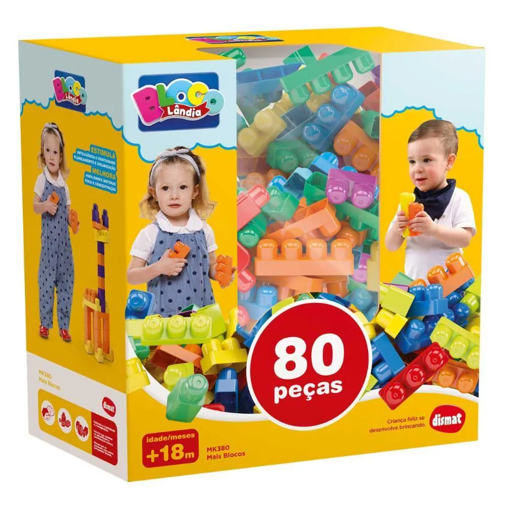 Blocos de Montar 80 Peças Blocolândia Dismat - MK380