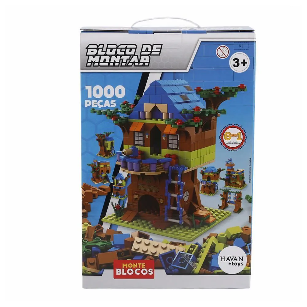 Blocos de Montar Casa na Árvore 1000 Peças 6 em 1 Toys - HBR0988