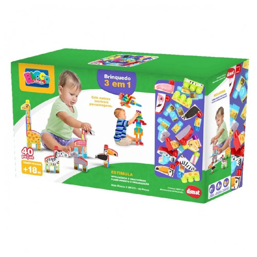 Blocos de Montar Mais Blocos 40 Peças Dismat - AMK431