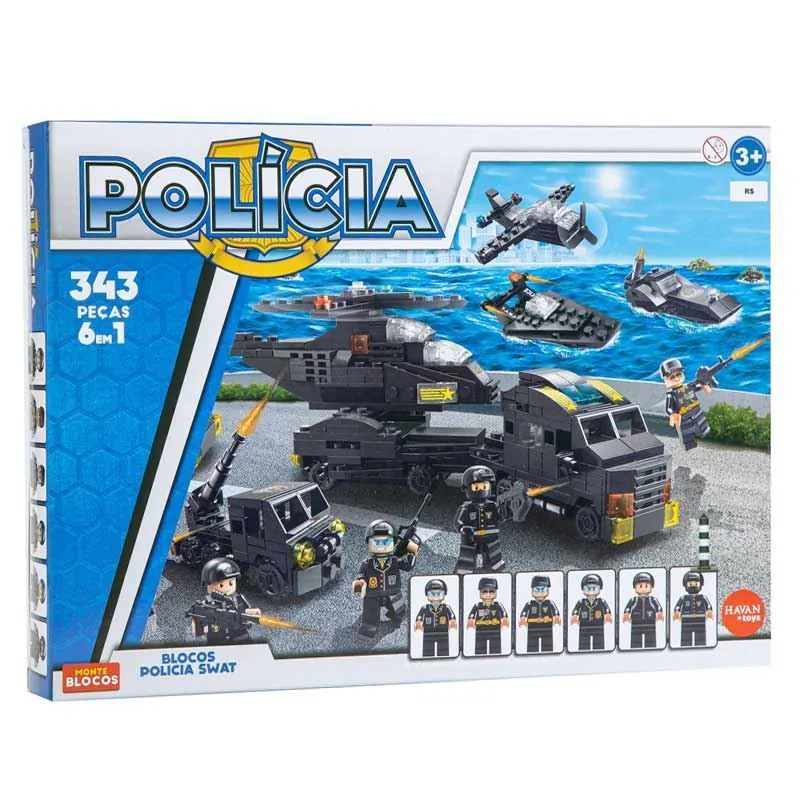 Blocos de Montar Polícia Swat 343 Peças Toys - HBR0410