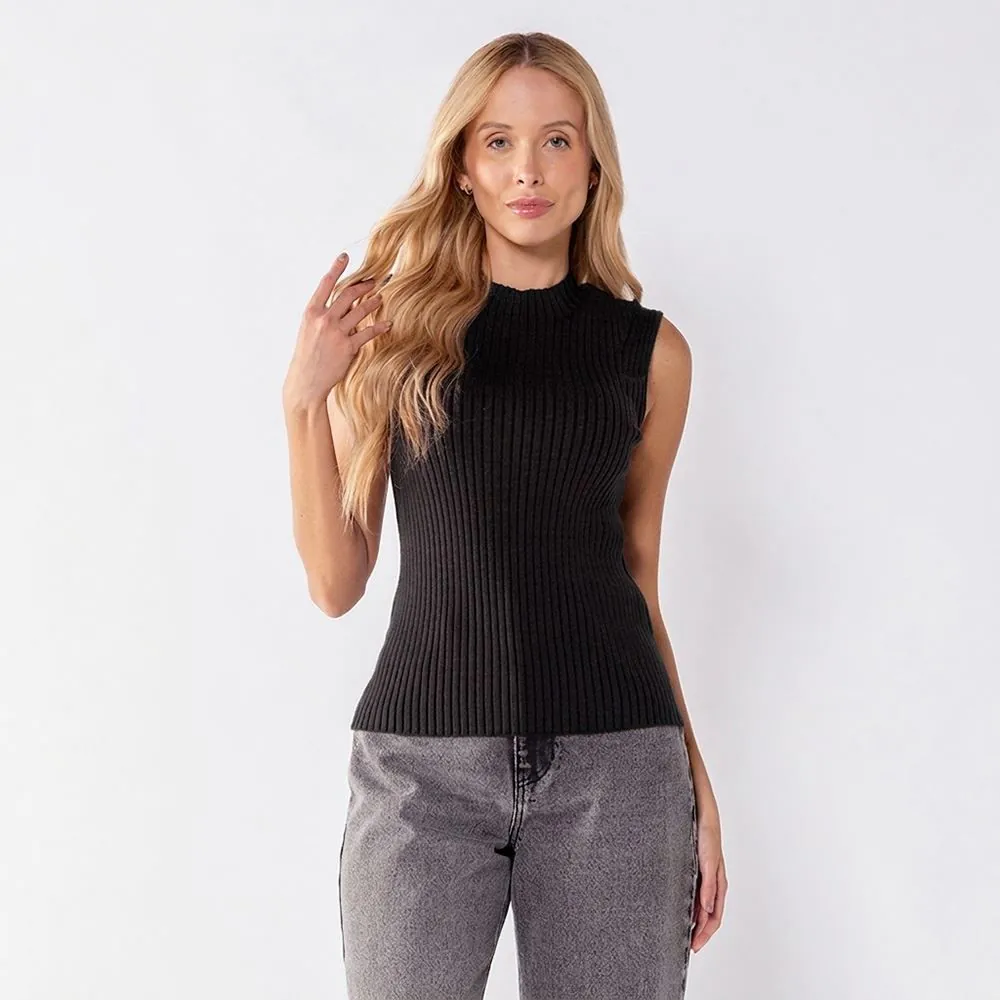 Blusa Feminina de Tricô Canelado Patricia Foster Preto