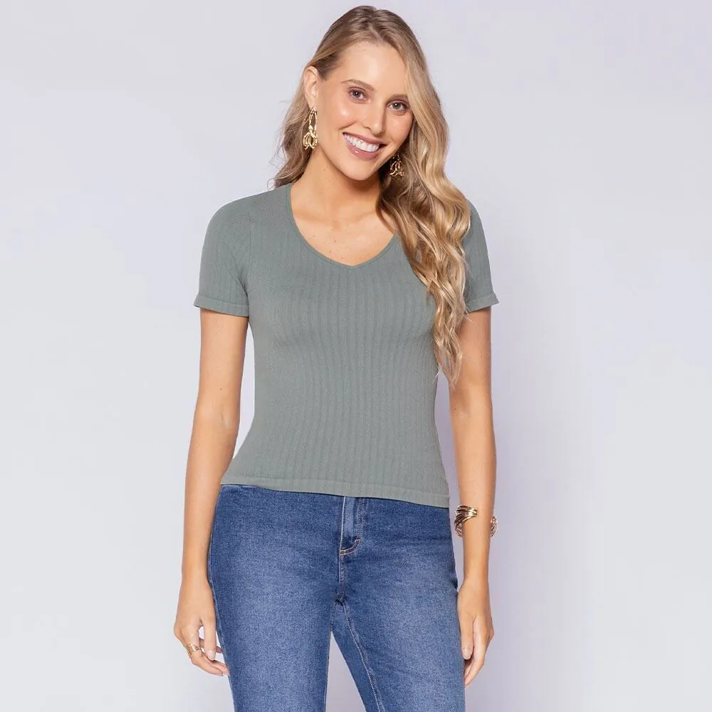 Blusa Feminina em Poliamida Sem Costura Patricia Foster Oliva