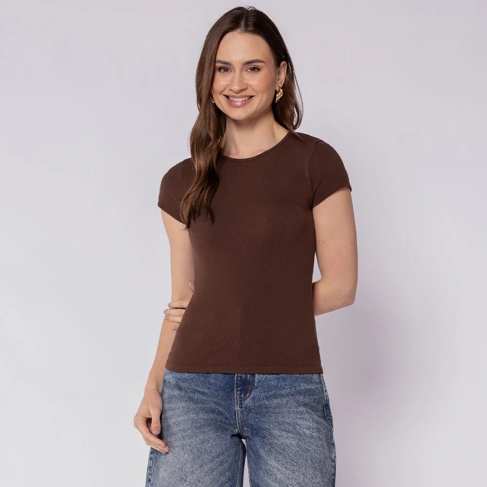 Blusa Feminina Sem Costura Boby Blues Marrom