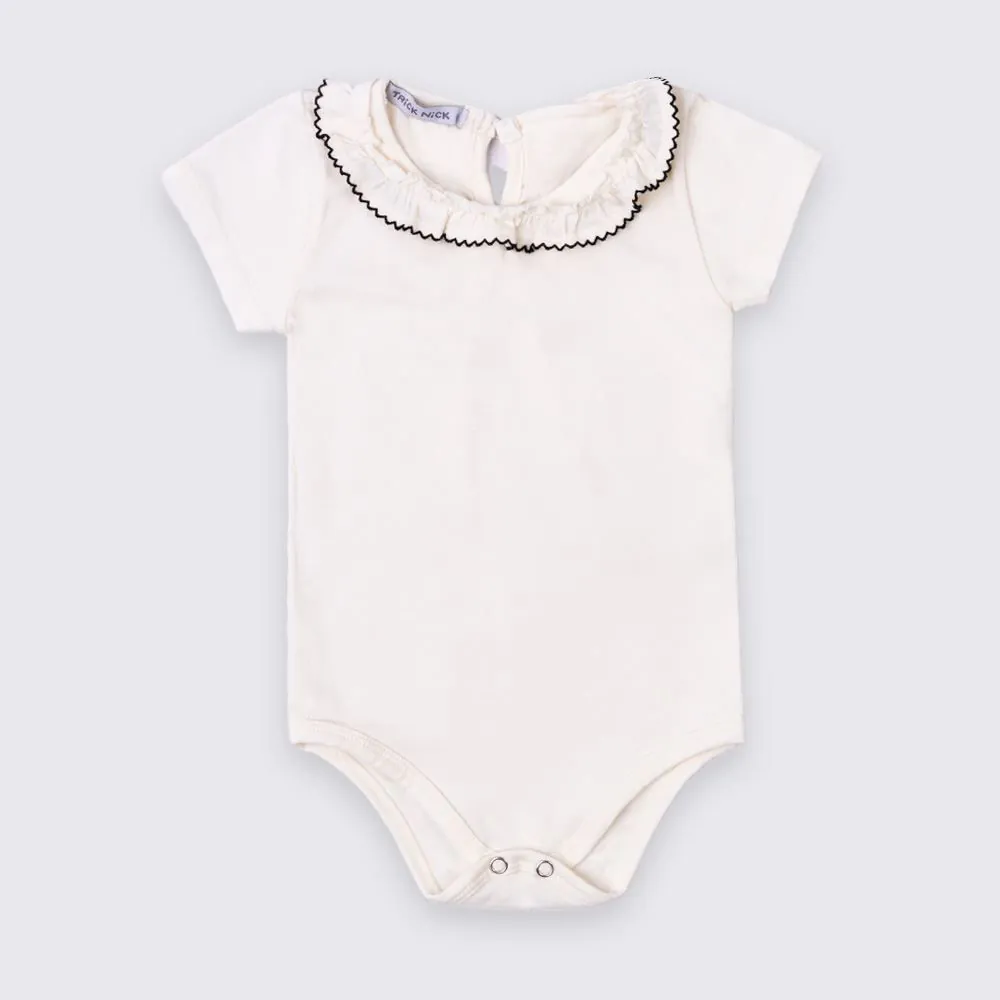 Body Bebê Menina com Babado na Gola Trick Nick Off White