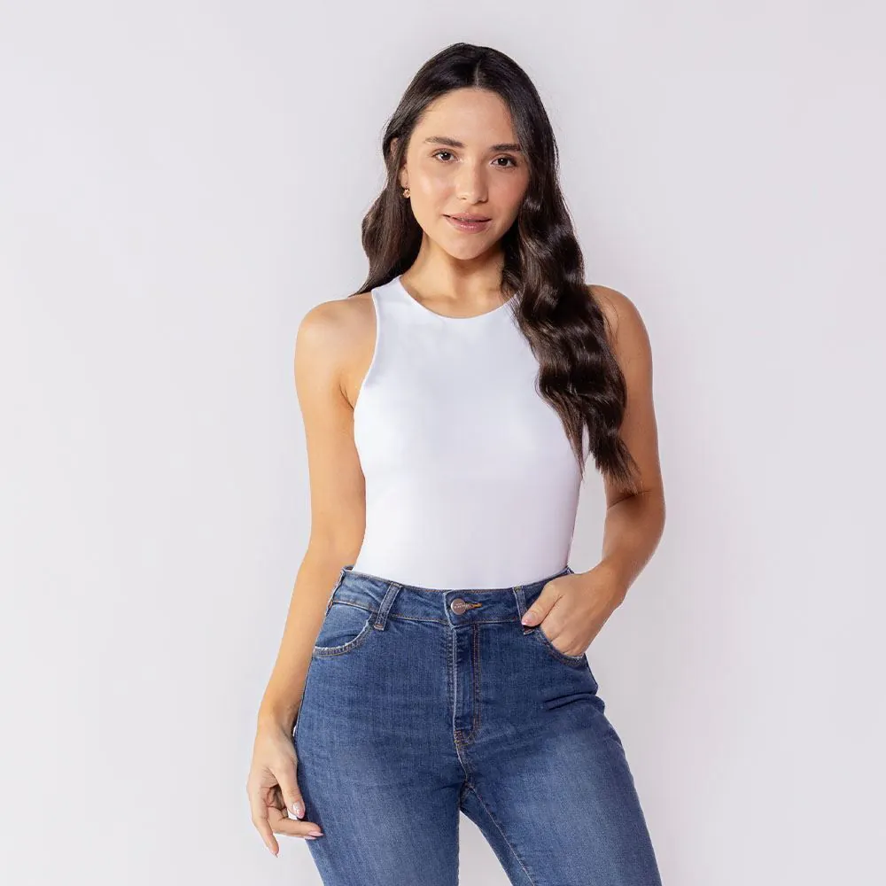 Body Feminino Básico de Microfibra Patricia Foster Branco