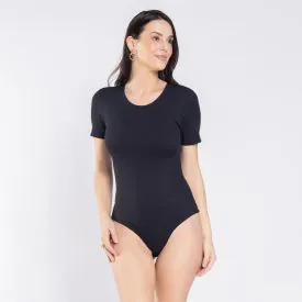 Body Feminino Manga Curta em Poliamida Patricia Foster Branco