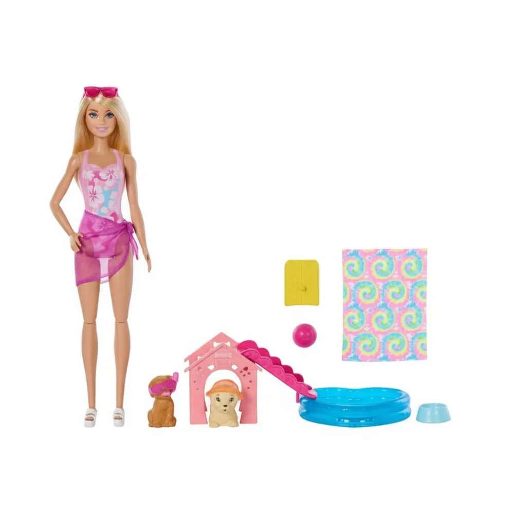 Boneca Barbie Festa na Piscina com Cachorrinhos Mattel - JBF35