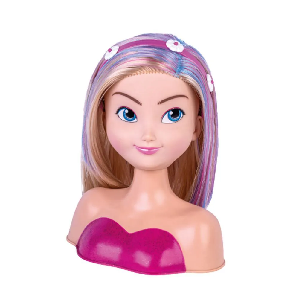 Boneca Busto Nancy Hair com Acessórios Super Toys - Rosa