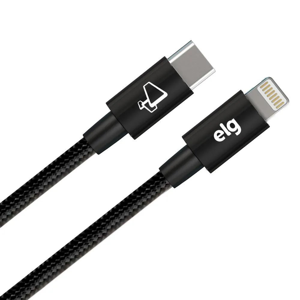 Cabo Usb Tipo-C para Lightningi Preto Elg Recarga e Sincronização