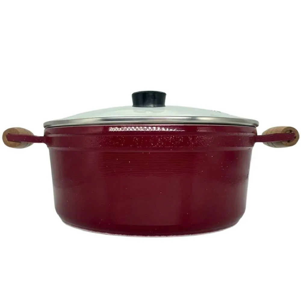 Caçarola Fundida com Tampa 32Cm - Bordô