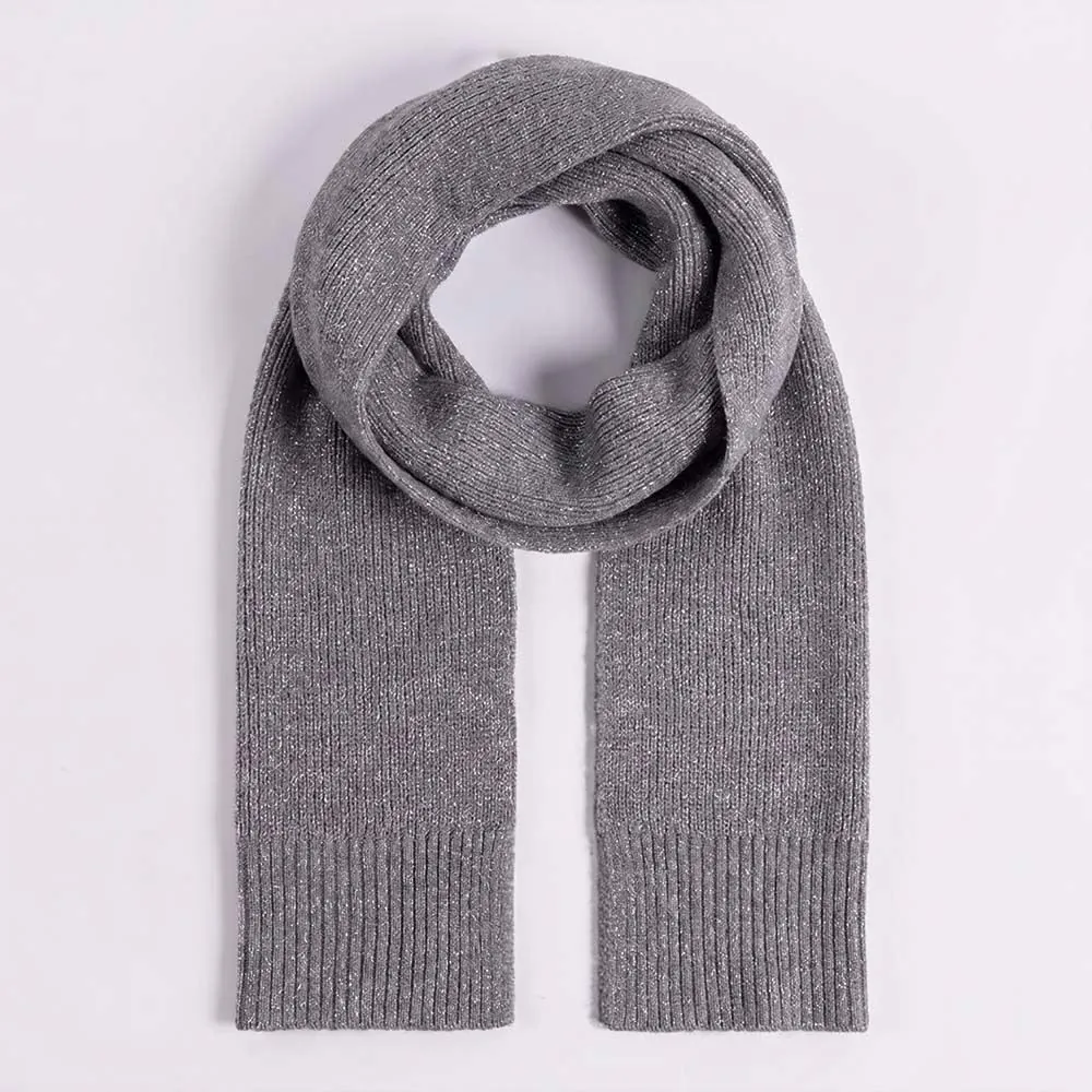 Cachecol Feminino em Tricot Lurex Boby Blues Cinza Mescla