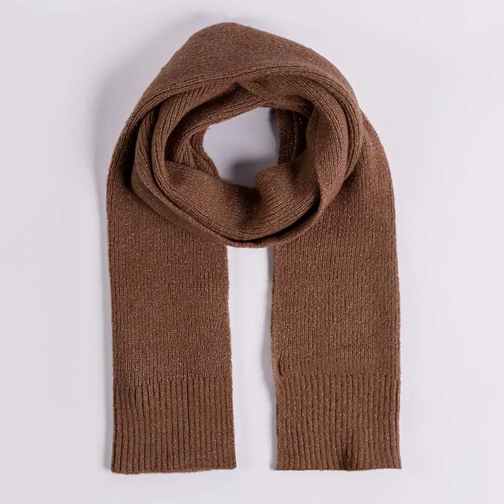 Cachecol Feminino em Tricot Lurex Boby Blues Marrom Mescla