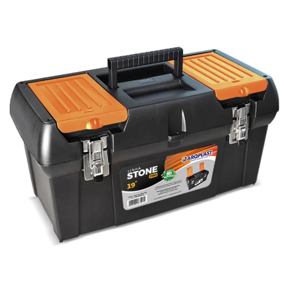 Caixa de Ferramentas Stone Pro Aço 19 Polegadas - Preto