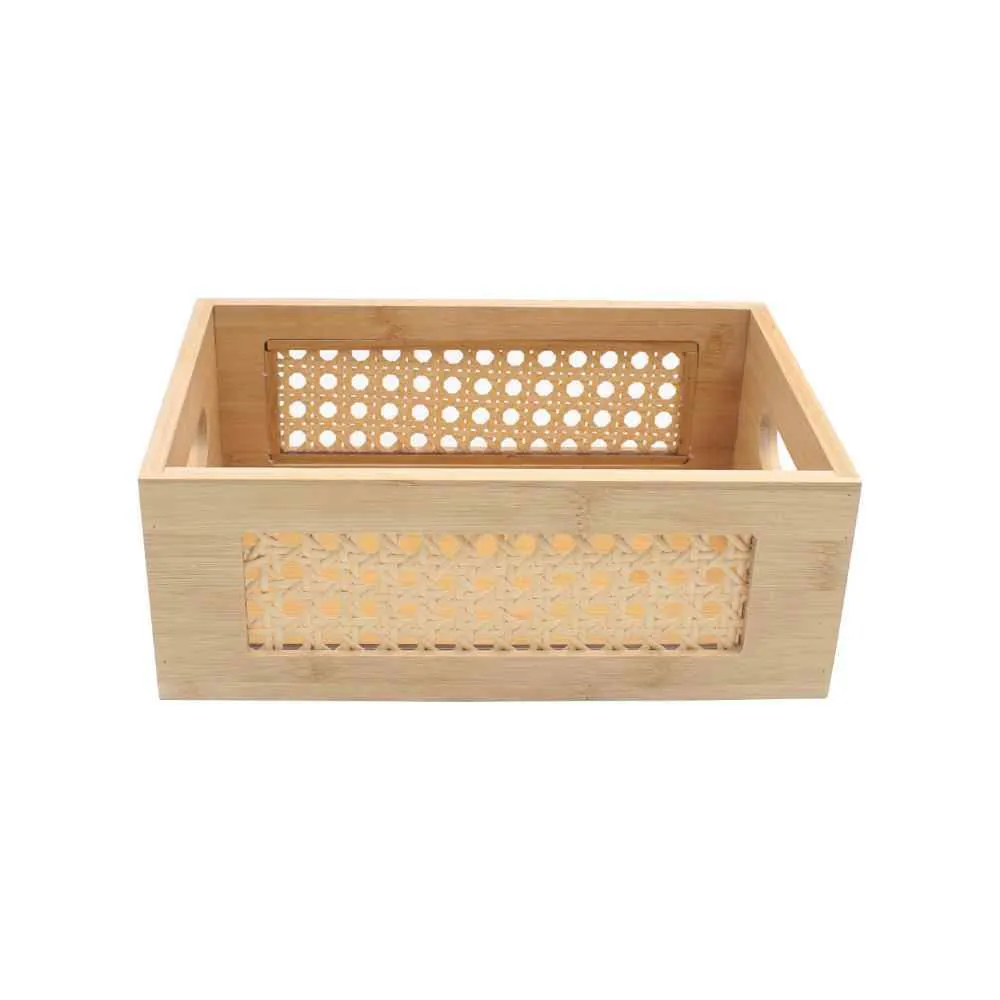 Caixa Organizadora de Bambu Sem Tampa 24Cm - Natural