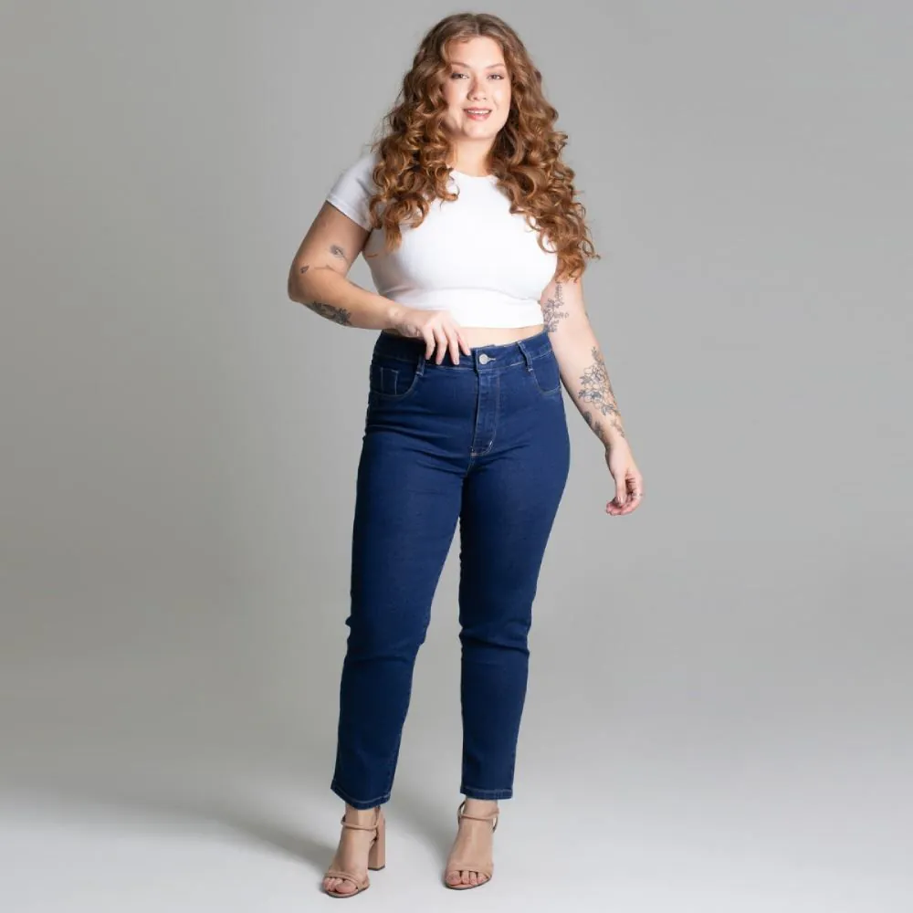 Calça Feminina Cigarrete Jeans Sawary Azul Medio