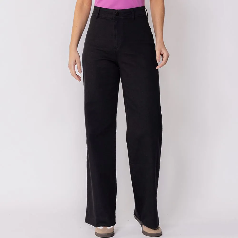 Calça Feminina de Sarja Wide Leg Boby Blues Preto