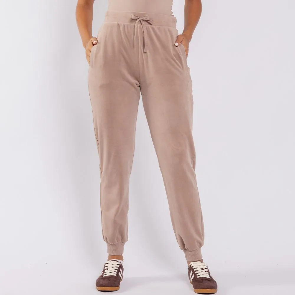 Calça Feminina Esportiva Jogger em Plush Scream Bege Fendi