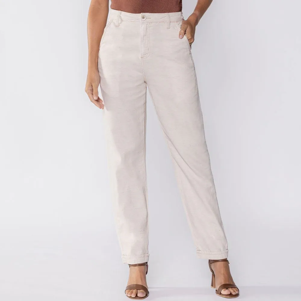 Calça Feminina Mom em Linho Sawary Linho